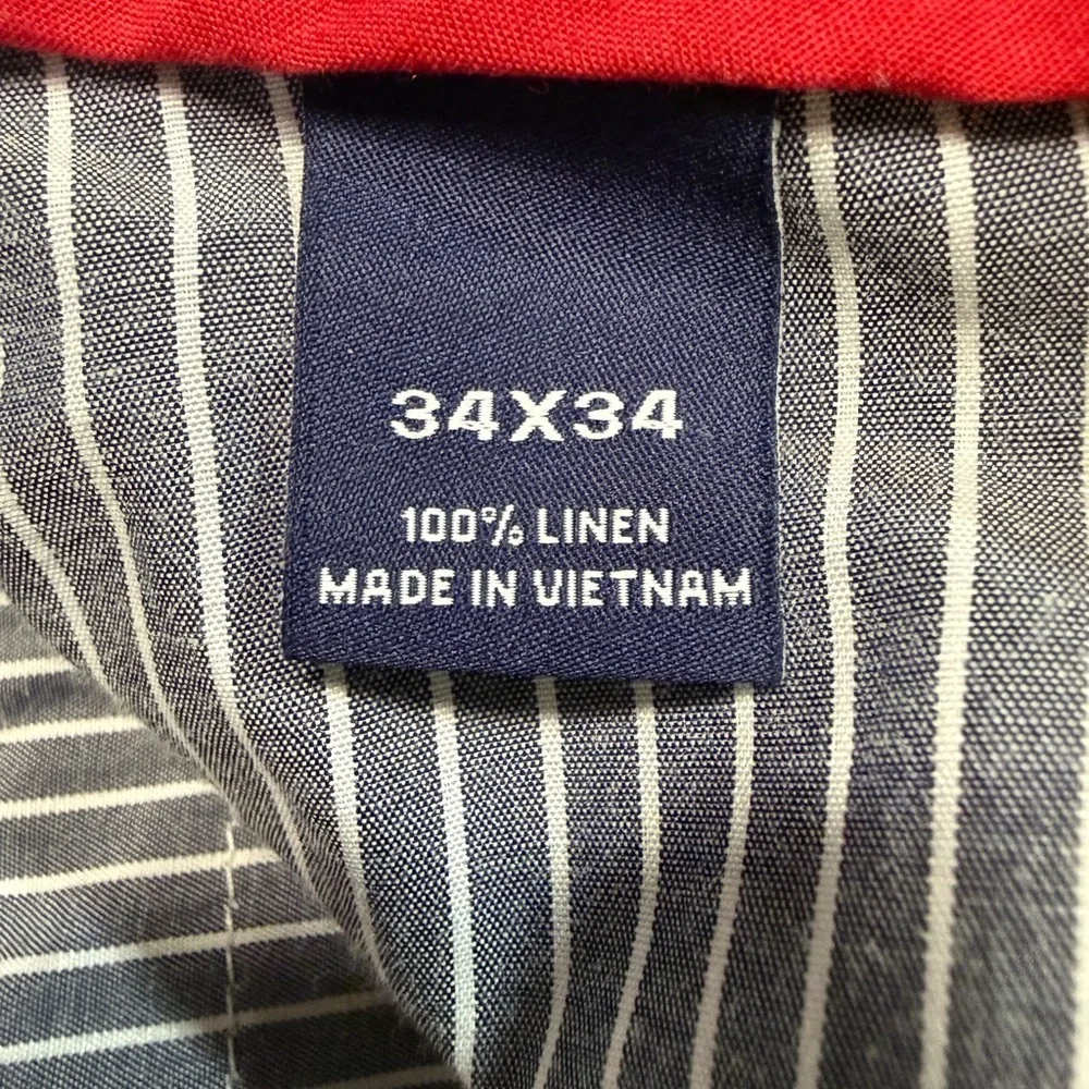 Men's Tan Pinstripe Linen Dress Pants
